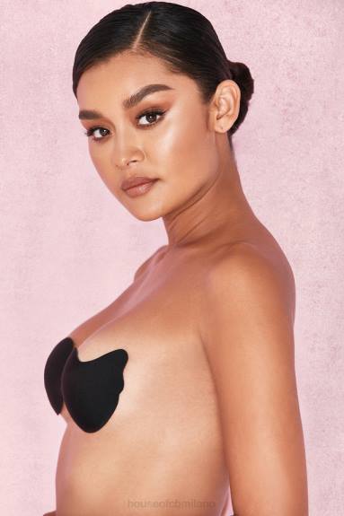 vestiario esso House of CB Reggiseno a V in microfibra stampata con chiusura frontale - nero X44T1319