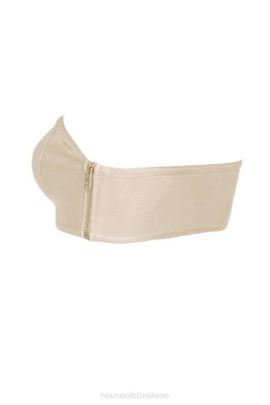 vestiario esso House of CB reggiseno senza spalline con fasciatura beige nuda X44T1311
