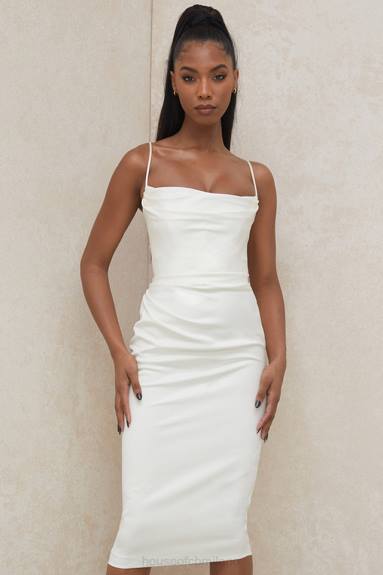 vestiario esso House of CB Abito con corsetto in raso avorio Anja X44T595