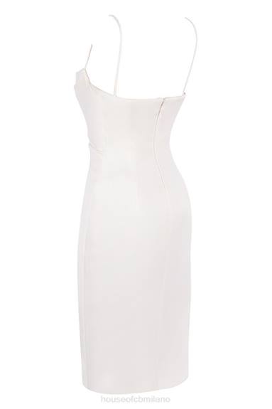 vestiario esso House of CB Abito con corsetto in raso avorio Anja X44T595