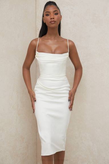 vestiario esso House of CB Abito con corsetto in raso avorio Anja X44T595