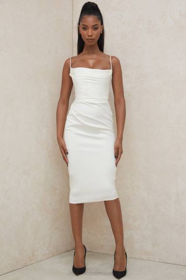 vestiario esso House of CB Abito con corsetto in raso avorio Anja X44T595