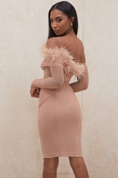 vestiario esso House of CB Abito con corsetto in rete Naira cipria X44T589