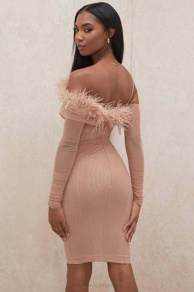 vestiario esso House of CB Abito con corsetto in rete Naira cipria X44T589
