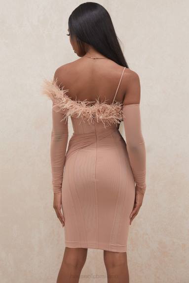 vestiario esso House of CB Abito con corsetto in rete Naira cipria X44T589