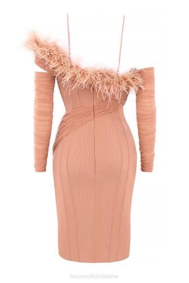 vestiario esso House of CB Abito con corsetto in rete Naira cipria X44T589