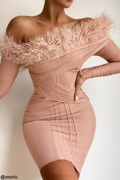 vestiario esso House of CB Abito con corsetto in rete Naira cipria X44T589