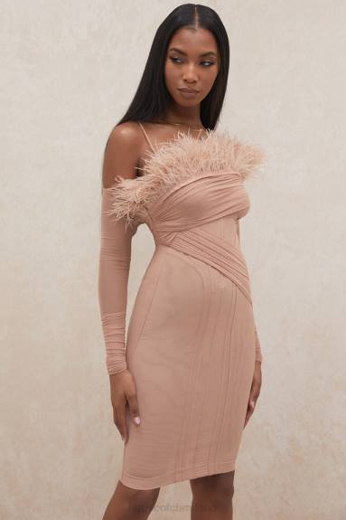 vestiario esso House of CB Abito con corsetto in rete Naira cipria X44T589