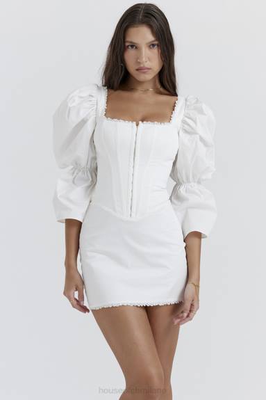 vestiario esso House of CB Abito corsetto bianco Matilda con maniche a sbuffo X44T204