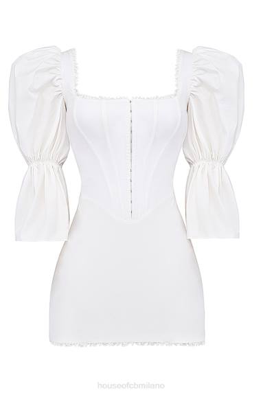 vestiario esso House of CB Abito corsetto bianco Matilda con maniche a sbuffo X44T204