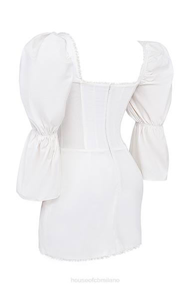 vestiario esso House of CB Abito corsetto bianco Matilda con maniche a sbuffo X44T204