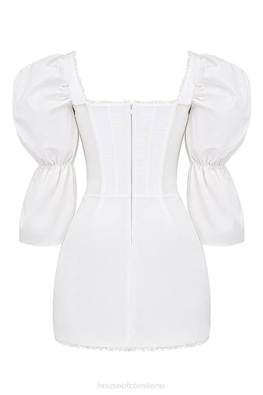 vestiario esso House of CB Abito corsetto bianco Matilda con maniche a sbuffo X44T204