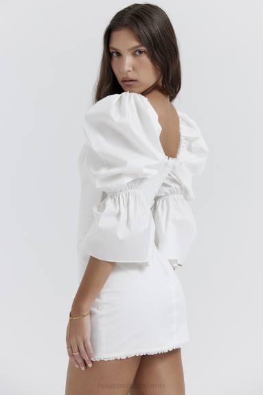vestiario esso House of CB Abito corsetto bianco Matilda con maniche a sbuffo X44T204