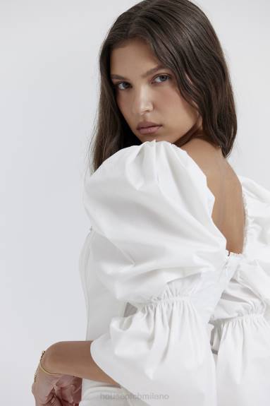 vestiario esso House of CB Abito corsetto bianco Matilda con maniche a sbuffo X44T204