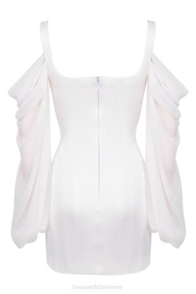 vestiario esso House of CB Abito corsetto bianco in Eva con maniche in blouson X44T611