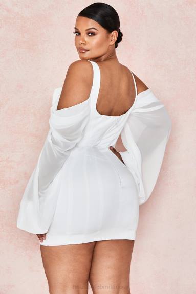 vestiario esso House of CB Abito corsetto bianco in Eva con maniche in blouson X44T611
