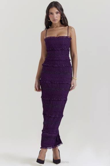 vestiario esso House of CB Abito corsetto con pieghe in paillettes uva solana X44T121