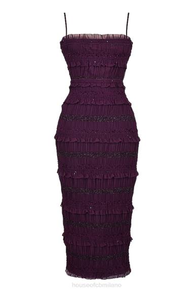 vestiario esso House of CB Abito corsetto con pieghe in paillettes uva solana X44T121
