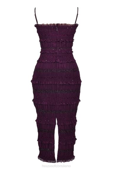 vestiario esso House of CB Abito corsetto con pieghe in paillettes uva solana X44T121