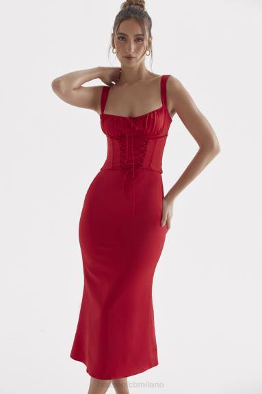 vestiario esso House of CB Abito corsetto con rose rosse di Valencia X44T304