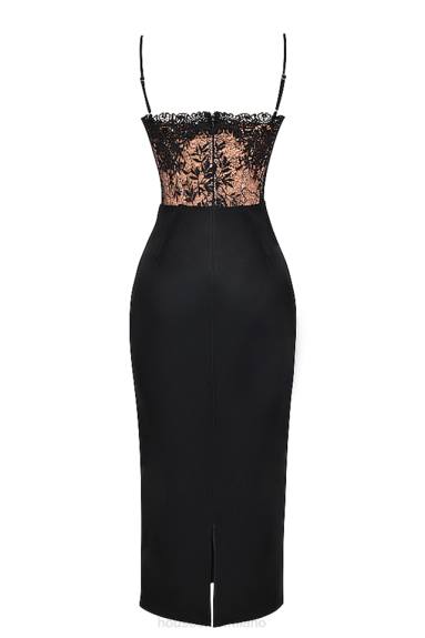 vestiario esso House of CB Abito corsetto nikita in raso nero e pizzo X44T301