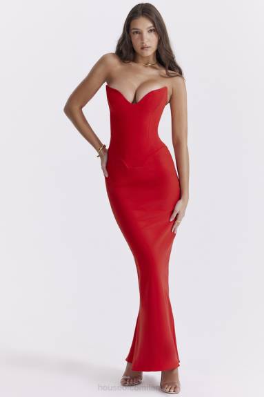 vestiario esso House of CB Abito corsetto senza spalline color ciliegia Tamara X44T230