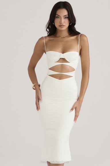 vestiario esso House of CB Amalia abito corsetto ritagliato in raso avorio X44T450