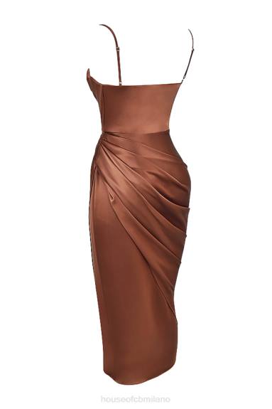 vestiario esso House of CB Reva abito con corsetto a balconcino in raso color caramello X44T535