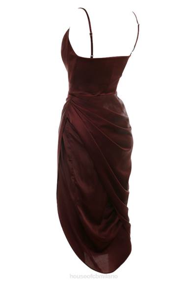 vestiario esso House of CB Reva abito corsetto a balcone in raso con uva passa X44T592