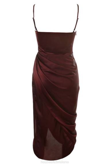 vestiario esso House of CB Reva abito corsetto a balcone in raso con uva passa X44T592