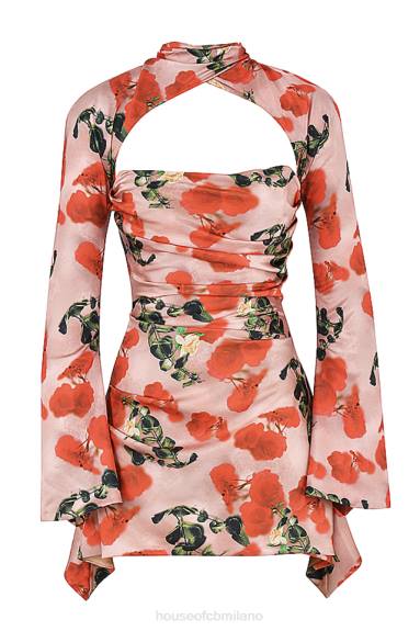 vestiario esso House of CB abito a corsetto drappeggiato con stampa toira rose X44T503