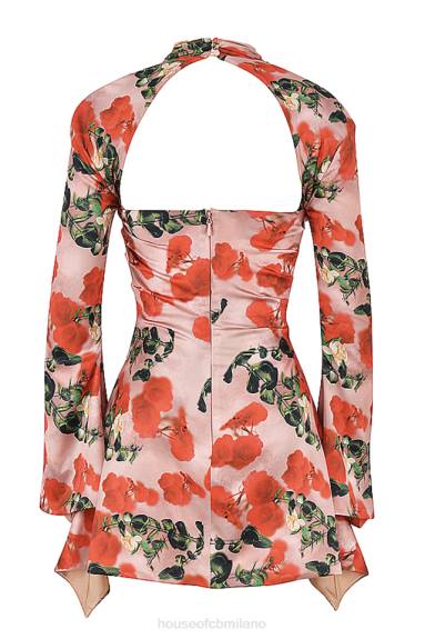vestiario esso House of CB abito a corsetto drappeggiato con stampa toira rose X44T503