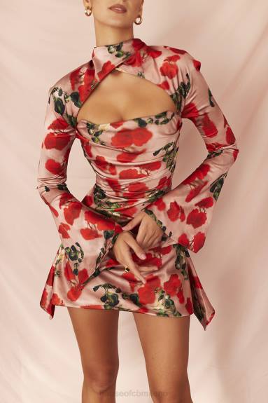 vestiario esso House of CB abito a corsetto drappeggiato con stampa toira rose X44T503