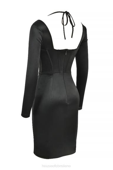 vestiario esso House of CB abito con corsetto in satin discoteca grazia nero X44T531
