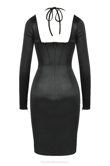 vestiario esso House of CB abito con corsetto in satin discoteca grazia nero X44T531