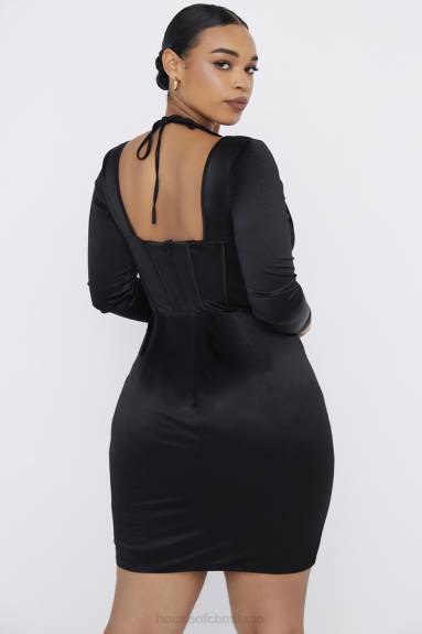 vestiario esso House of CB abito con corsetto in satin discoteca grazia nero X44T531