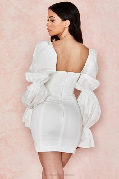 vestiario esso House of CB abito corsetto bianco Elsie con maniche a sbuffo X44T613
