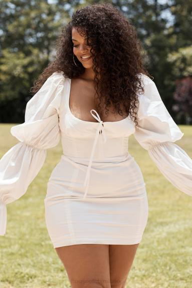 vestiario esso House of CB abito corsetto bianco Elsie con maniche a sbuffo X44T613