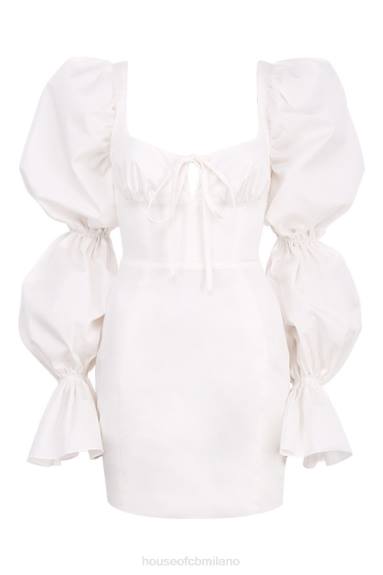 vestiario esso House of CB abito corsetto bianco Elsie con maniche a sbuffo X44T613