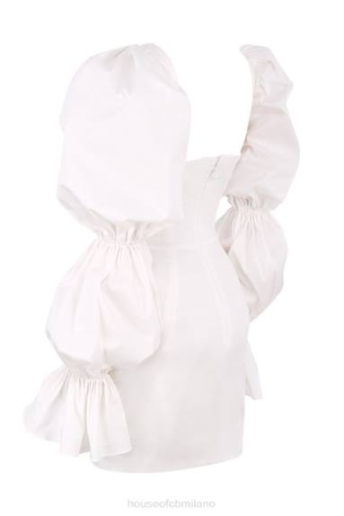 vestiario esso House of CB abito corsetto bianco Elsie con maniche a sbuffo X44T613