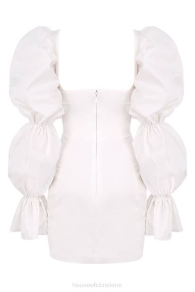 vestiario esso House of CB abito corsetto bianco Elsie con maniche a sbuffo X44T613