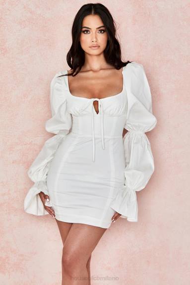 vestiario esso House of CB abito corsetto bianco Elsie con maniche a sbuffo X44T613