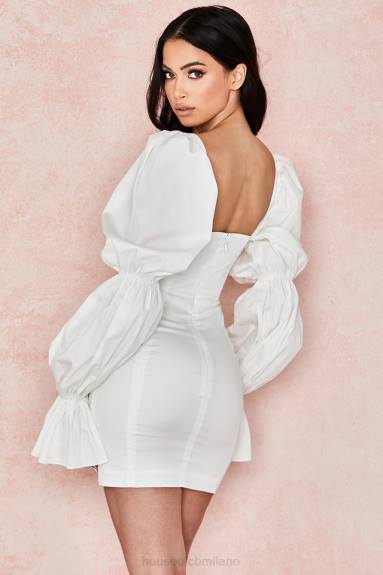 vestiario esso House of CB abito corsetto bianco Elsie con maniche a sbuffo X44T613