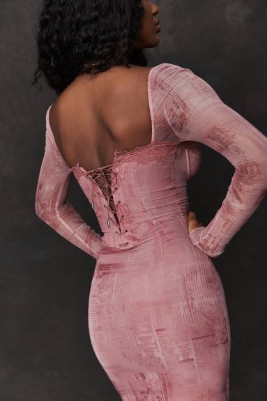 vestiario esso House of CB abito corsetto con stampa rosa seraphina X44T151