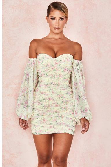 vestiario esso House of CB abito corsetto con volant floreale Giovanna Lemon X44T610