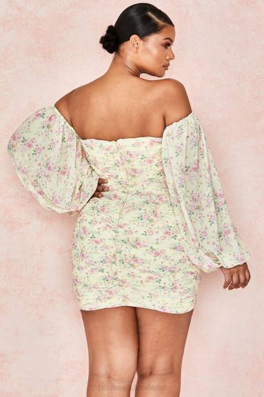 vestiario esso House of CB abito corsetto con volant floreale Giovanna Lemon X44T610