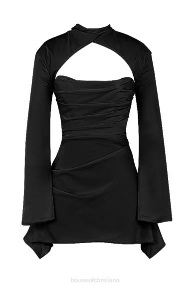 vestiario esso House of CB abito corsetto drappeggiato nero toira X44T473