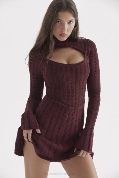 vestiario esso House of CB abito corsetto in maglia color vino evalina X44T300