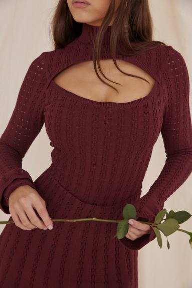 vestiario esso House of CB abito corsetto in maglia color vino evalina X44T300