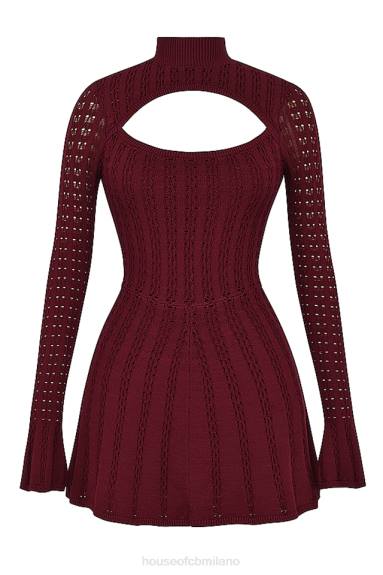 vestiario esso House of CB abito corsetto in maglia color vino evalina X44T300